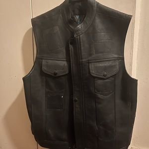 Leather motorcycle vest